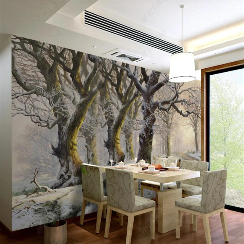 

3D stereo oil painting snow scene forest sheep custom wallpaper home decor mural floral 3D wall paper bedroom decor wallpapers