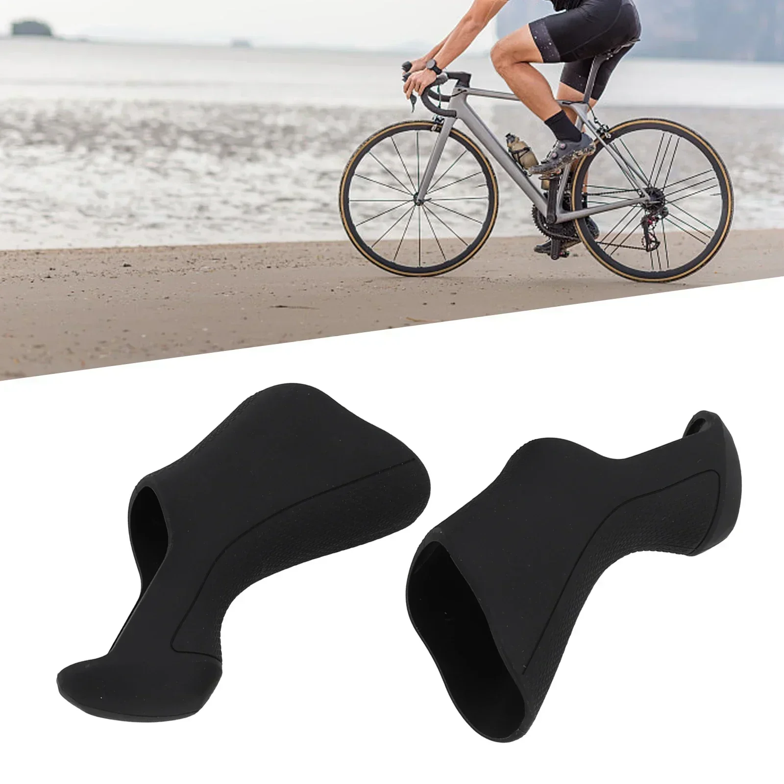 Фото 1 пара премиальных резиновых накладок на тормозные ручки Shimano Ultegra Di2 ST-6870, черные, сменные чехлы для ручек переключения передач шоссейного велосипеда №3