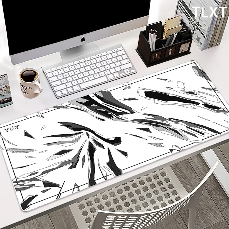 

Large Black and white Gaming Mouse Pad XXL Floral Mousepad Gamer 900x400 Rubber Keyboard Mats Desk Pad Mat Table Mausepad Carpet