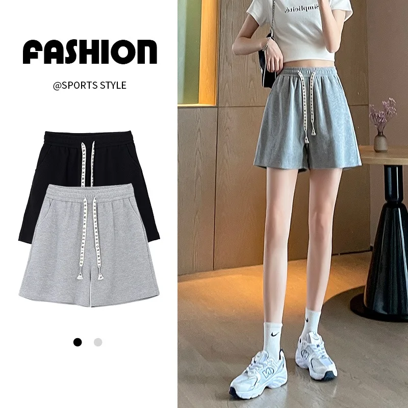 Women Shorts Traf High Waisted Loose Wide Leg Short Pants Women Clothing Booty Shorts Waffle Fabric Y2K Korean Fashion CICHENG