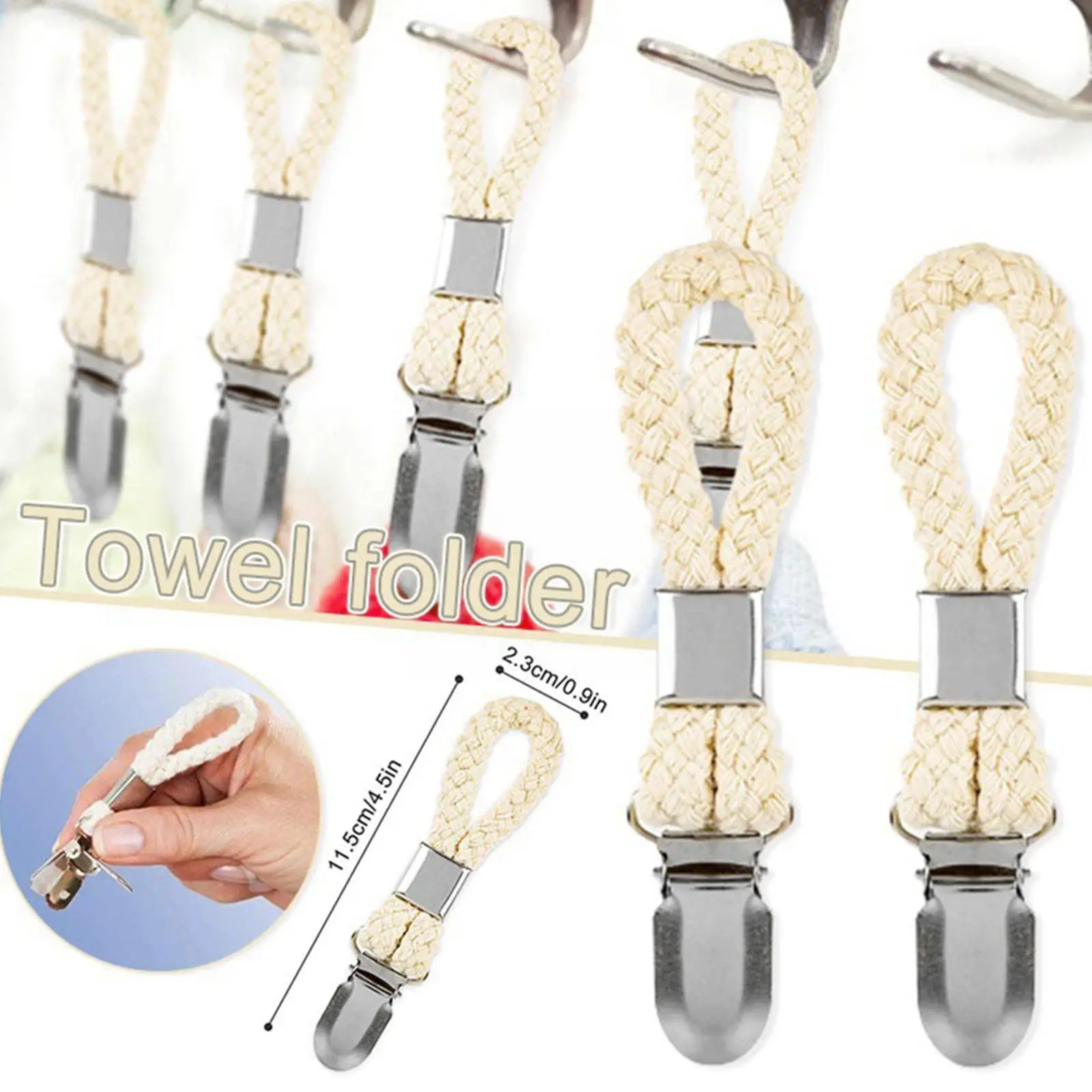 

Зажимы для полотенец в ванную комнату, плетеная хлопковая петля, подвесной Зажим для полотенец с металлическим зажимом для дома, ванной комнаты, кухни, органайзер Y1F2