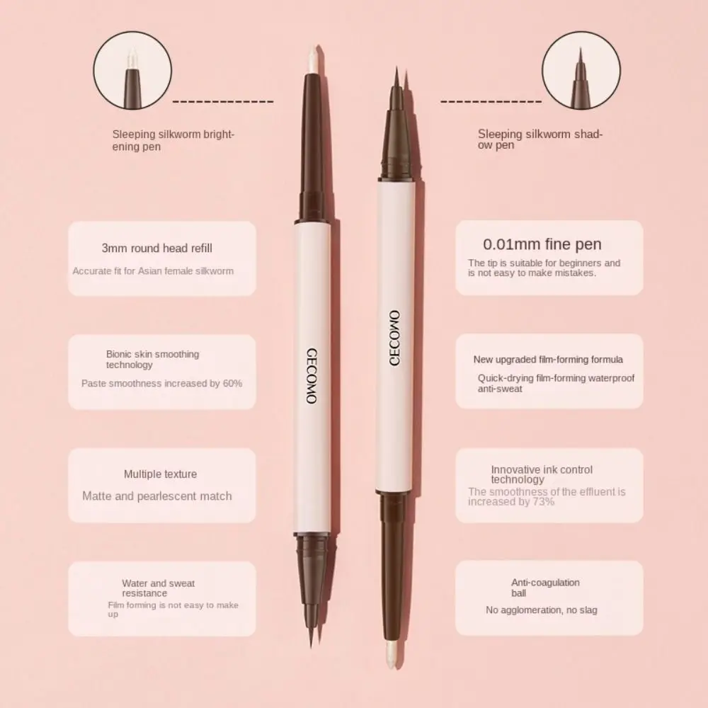 2 в 1 двухсторонняя Лежащая ручка для шелкопряда Яркая блестящая жидкая подводка