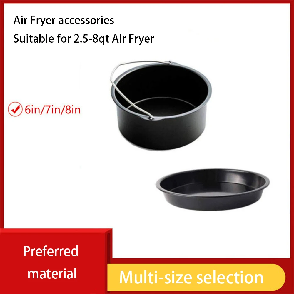 

6/7/8Inch Round Cake Tins Non Stick Baking Pan Tray Mold Carbon Steel Bakeware Air Fryer Basket With Handles Baking Tools
