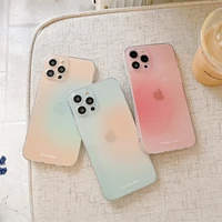 retro gradient sweet transparent art shockproof phone case for iphone 13 11 12 pro max xr xs max 7 8 plus x case cute soft cover