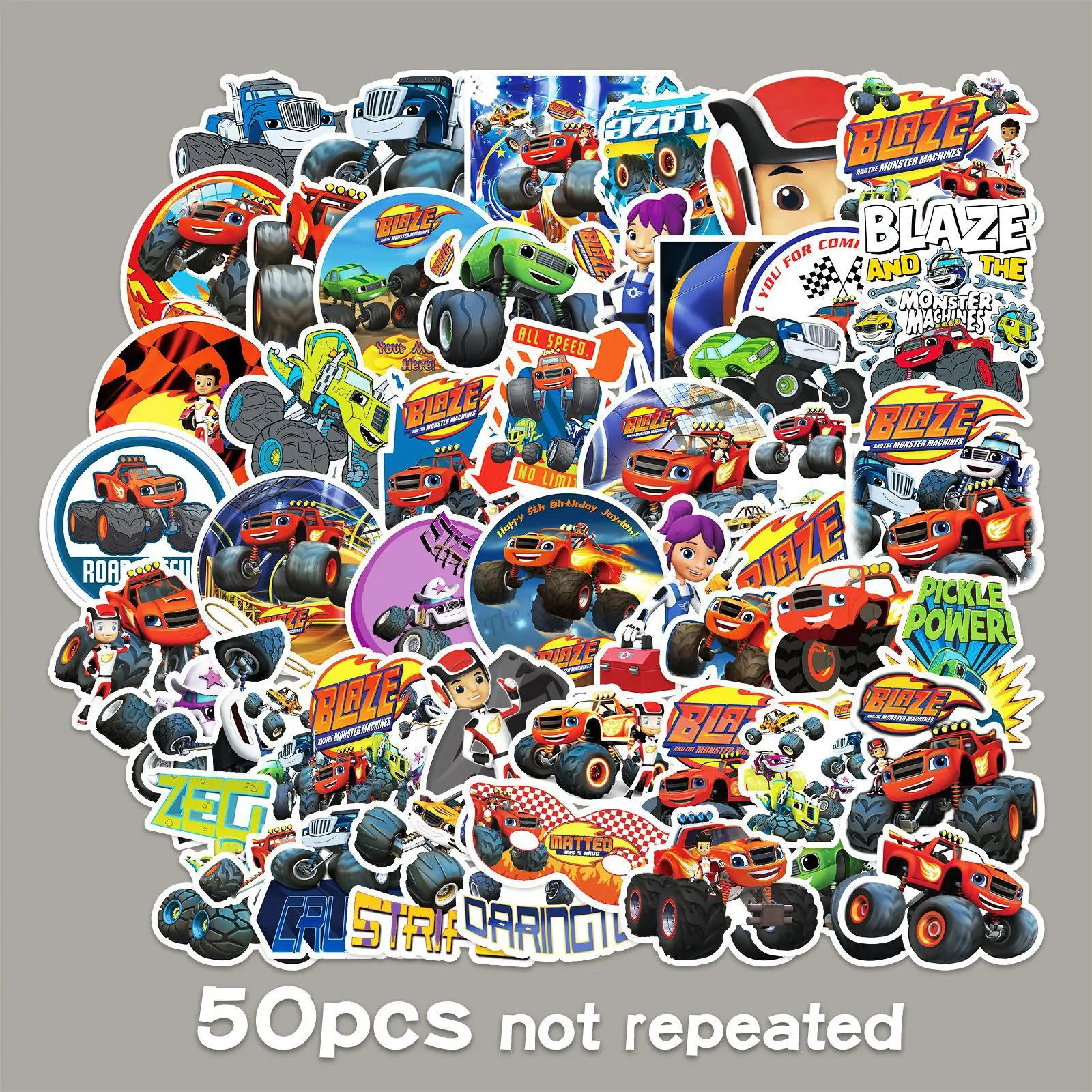 

Blaze Monster Sticker For Laptop Fridge Scrapbook Decal Graffiti Sticker for Kids Toys Cartoon Tacing Sports Car Wall Decor