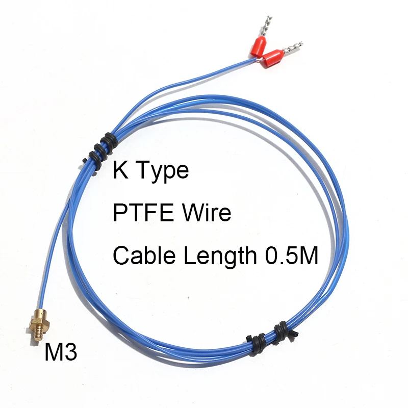 

1 шт. K-тип M3 M4 медный винт термопара датчик температуры PT100 датчик сопротивления кабель из ПТФЭ 3D-принтер датчик температуры
