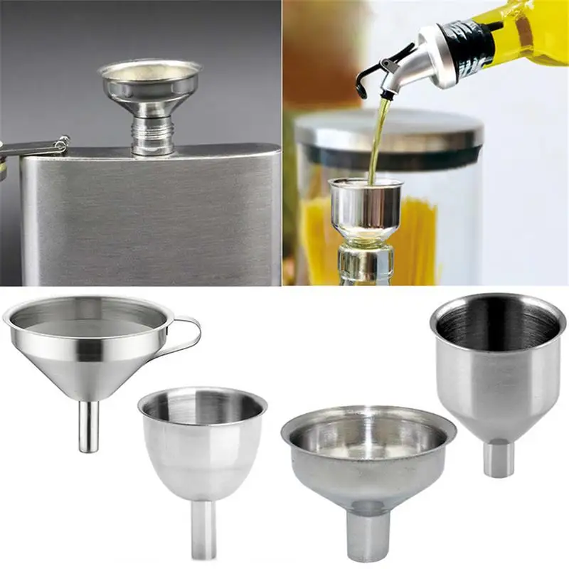 

Stainless Steel Funnel Kitchen Oil Liquid Funnel With Detachable Filter For Transferring Oils Juice Wine Coffee Kitchen Tools