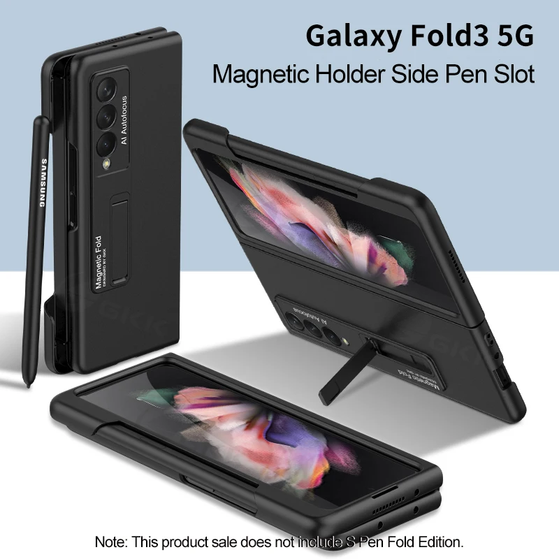 

GKK Original Ultra-thin Pen Slot Case For Samsung Galaxy Z Fold 3 5G Case Magnetic Holder Plastic Cover For Galaxy Z Fold 3 5G