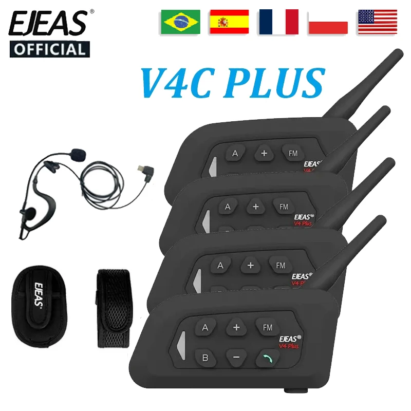 

EJEAS V4C PLUS1500M Полнодуплексные Bluetooth-наушники Конференц-переговорный телефон Футбольный арбитр Домофонная гарнитура
