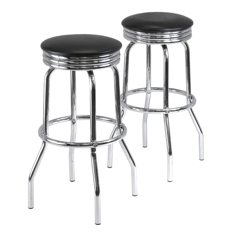 

Winsome Wood Summit Swivel Seat Stools, 2-Pc Set, Black & Chrome