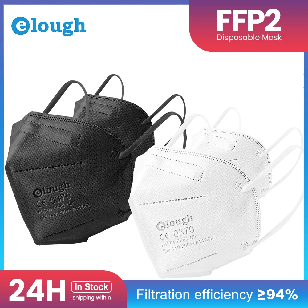 

10-100PCS Mascarillas FPP2 Negras Masque FFP2 Protective Face Mask Respirator Black KN95 Masks Adult 5 Layers Filter Fabric FP2