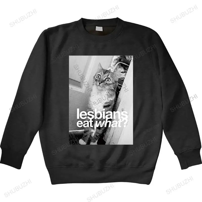 Мужская толстовка с круглым вырезом для лесбиянок съесть что киска кошка котенок