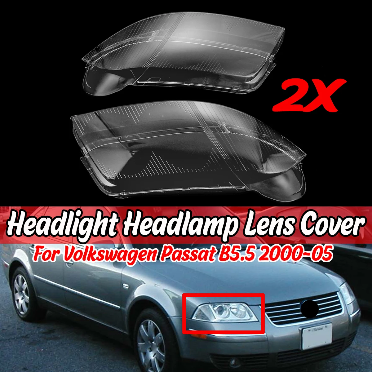Новая передняя фара автомобиля крышка объектива накладка для VW Volkswagen Passat B5.5 2000-2005