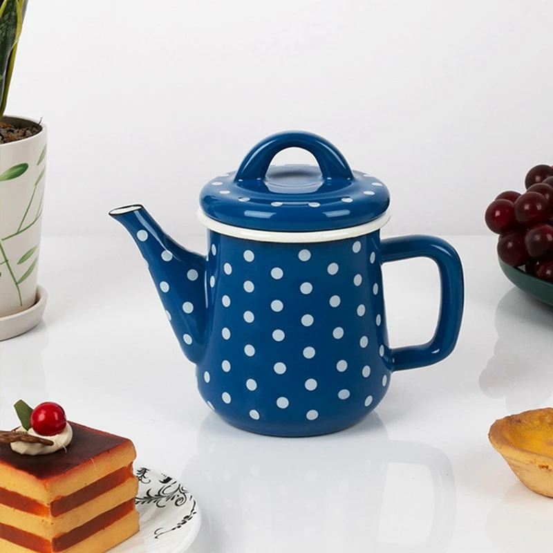 

600ML Enamel Coffee Pot Japanese Style Thick Enamel Teapot Oil Can Induction Cooker Gas Stove Universal Boil Water Pot