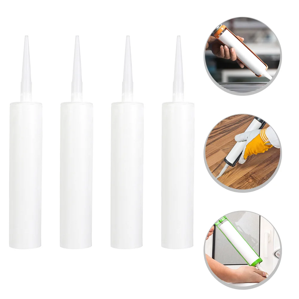 

4 Pcs White Silicone Caulk Sealing Caulking Tubes Remover Empty Sealant Refillable Filling Hose