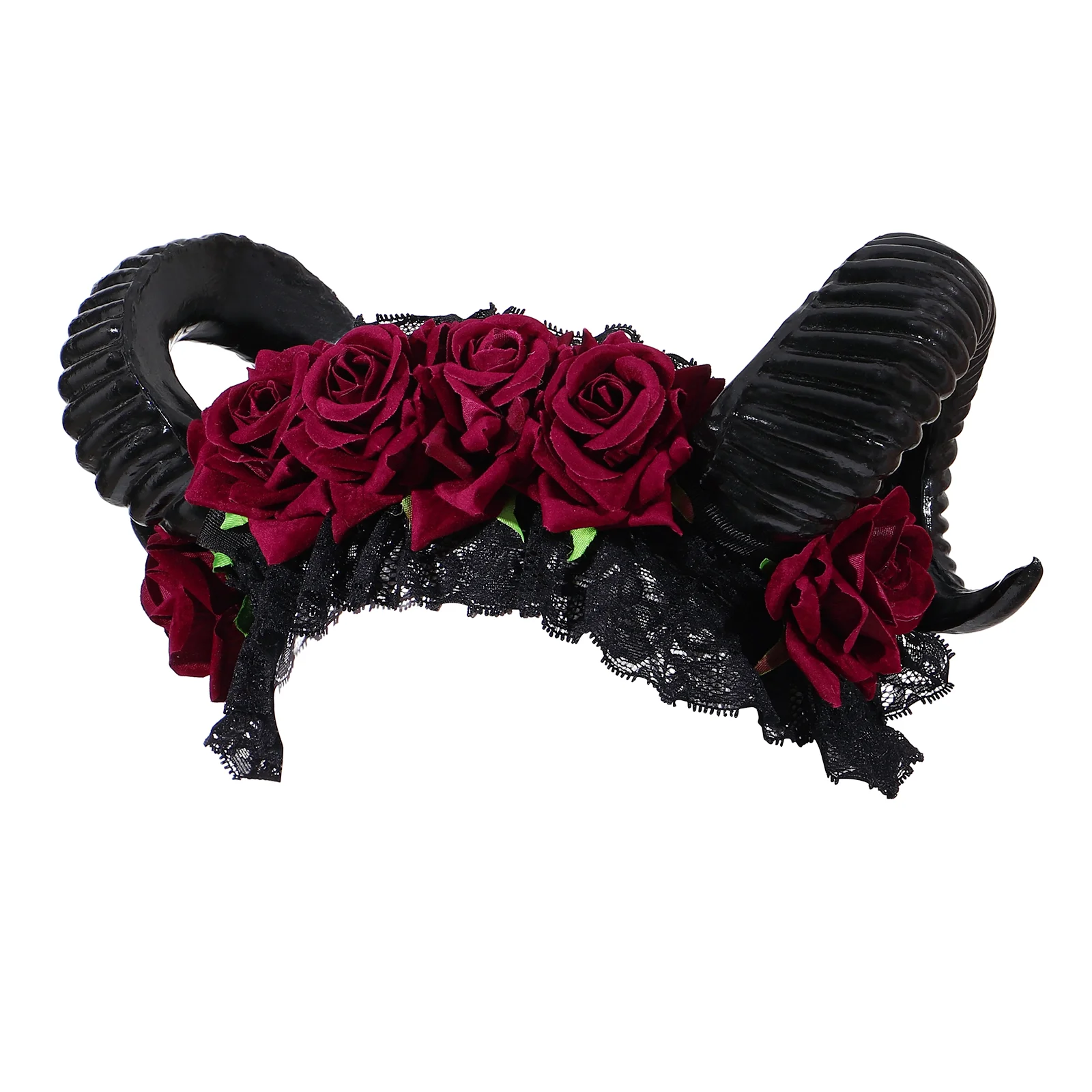 

Gothic Sheep Horn Headband Headband Sheep Horn Rose Flower Headpiece Party Headdress
