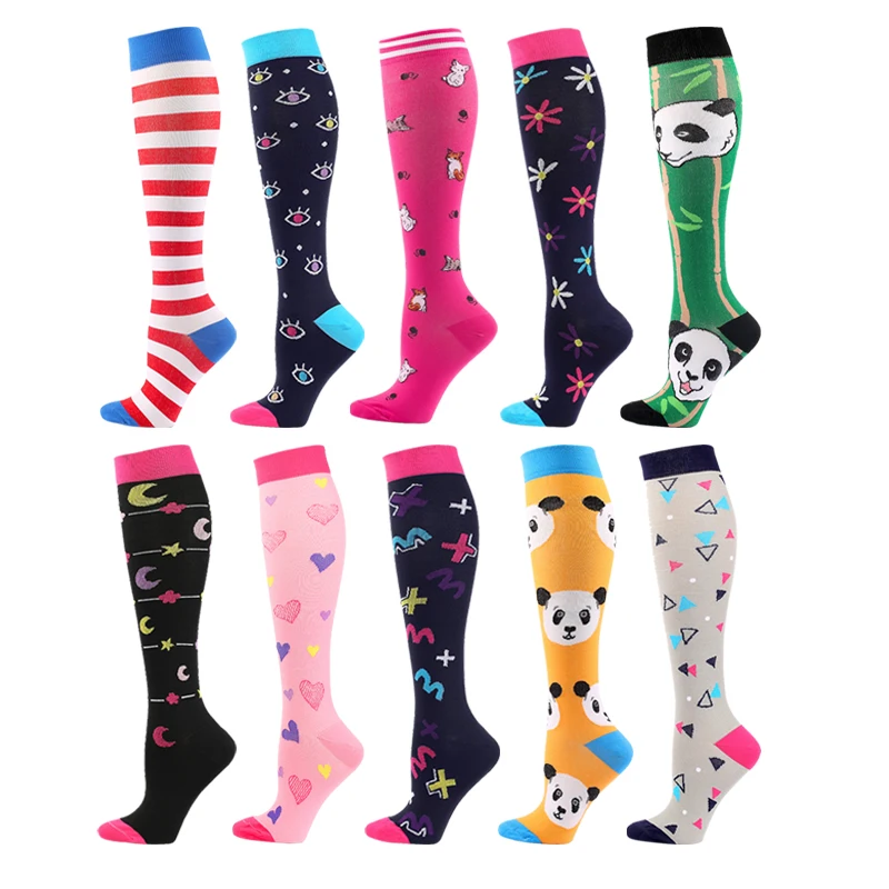 Compression Socks Men Women Breathable Athletic Nursing Socks Fit for Outdoor Hiking Running Cycling Running Knee High Men Socks