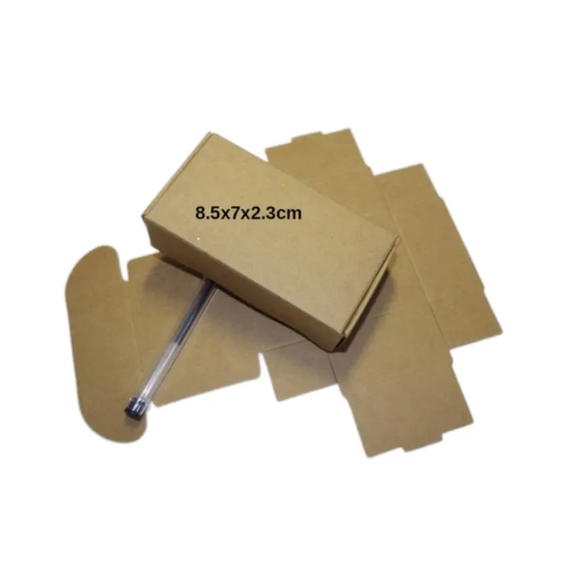 

50pcs/lot 8.5x7x2.3cm Gift Packaging 350gsm brown Kraft card Paper Box
