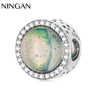 ningan genuine 925 sterling silver charm zircon dream design beads fit original women bracelet necklace fine diy jewelry
