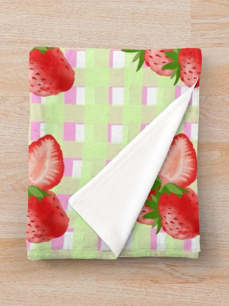 90-е антикварное одеяло с клубничным узором на мятном графике для декоративного