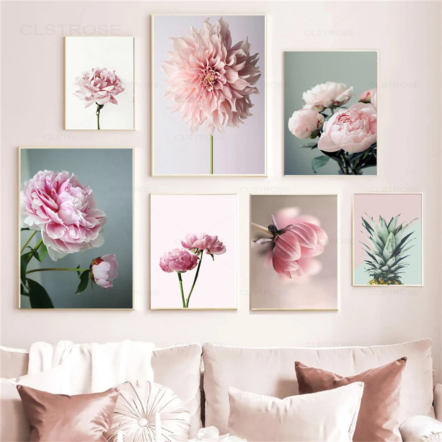 Постер в скандинавском стиле с розовыми цветами свежие украшения для дома