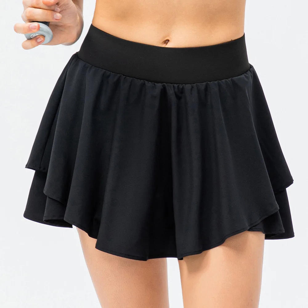 Lulu Women's Yoga Tennis Short skirt Running Pleated Athletic Skirts High-Rise Skirt Sports Fitness High Waist Skort with Pocket