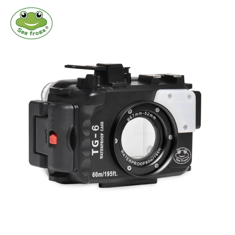 

Seafrogs Underwater Diving Housing Camera Waterproof With Dual Fiber-Optic Ports For Olympus TG6 TG-6 Case 60M/195ft