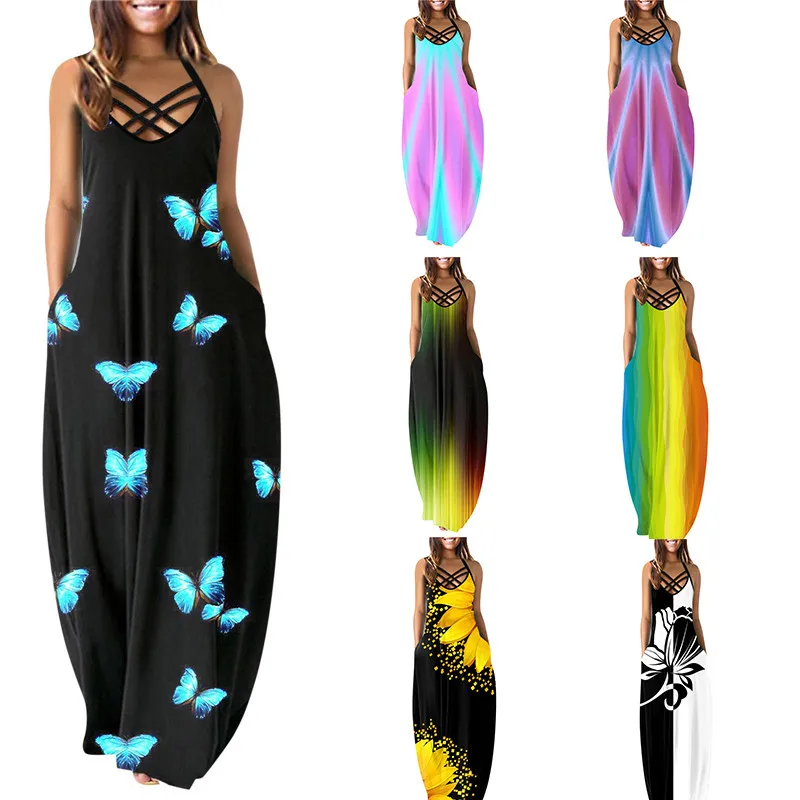 

Maxi Long Summer Dress Ladies Beach Women's Sleeveless Party Sundress