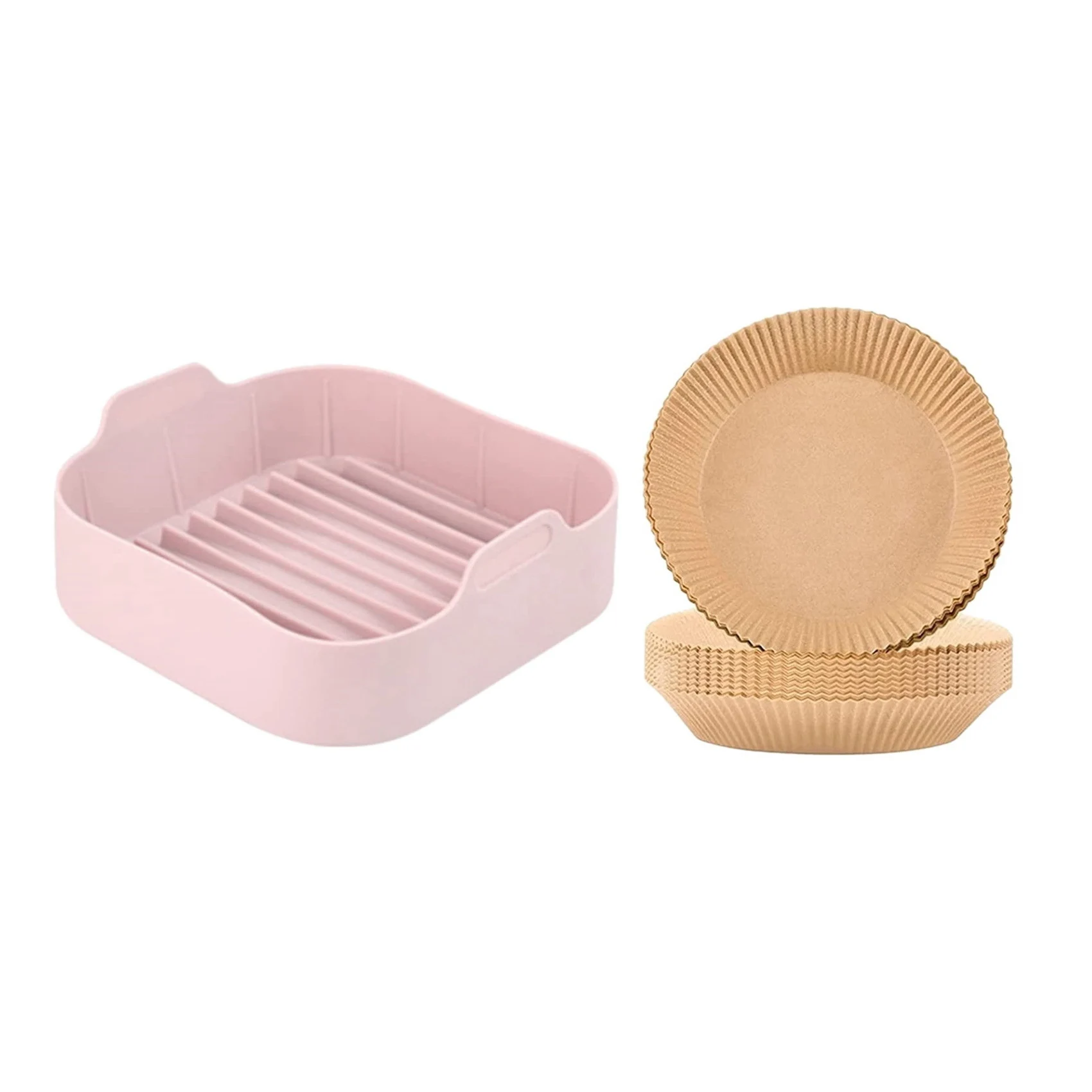 Air Fryer Silicone Pot And Disposable Paper Liner Non-Stick Baking Set For Microwave |