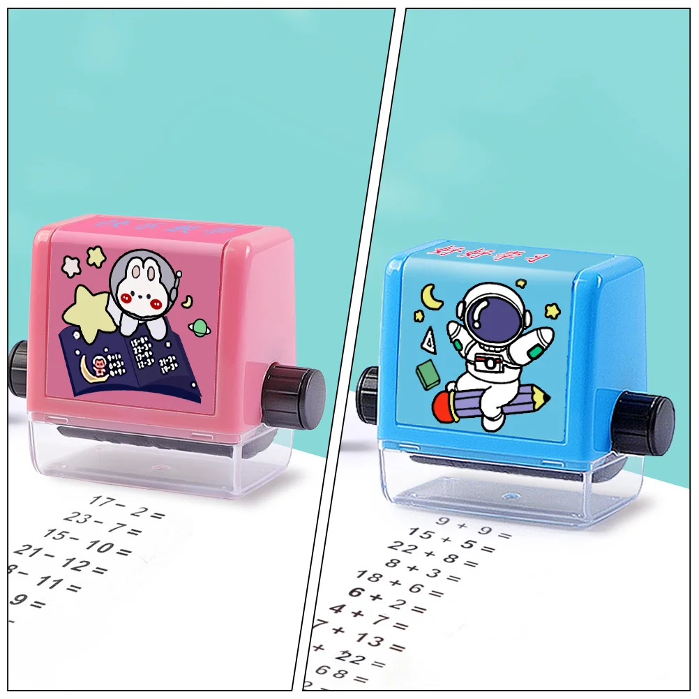 

4 Sets Math Roller Stamp Multiplication Students Learning Number Stamps Portable Small