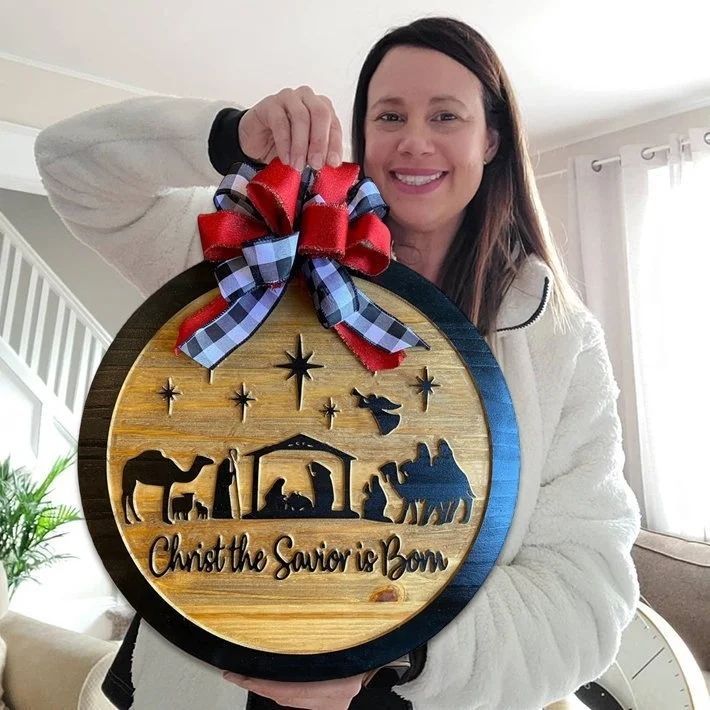

Wooden Christmas Jesus Decorative Doorplate Sign Listing Christmas Sign Savior Christ Birth Home Crafts