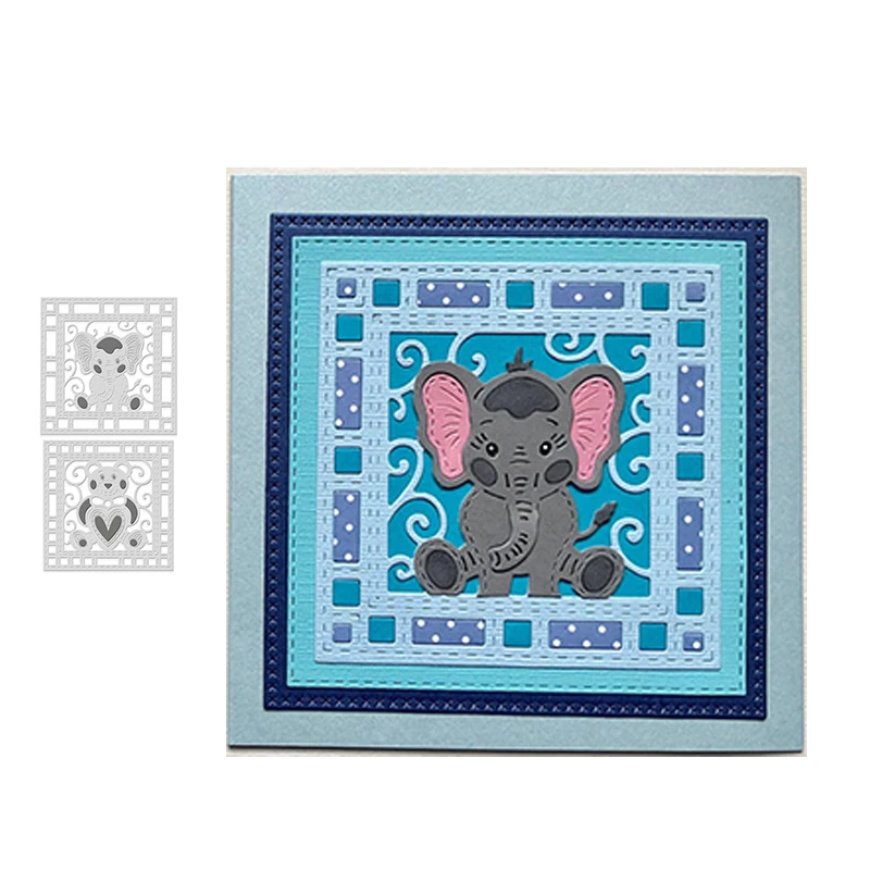 

Elephant Bear Square Mold Metal Cutting Dies Craft for Scrapbooking DIY Handmade Knife Mould Blade Punch Stencils Dies Cut Model
