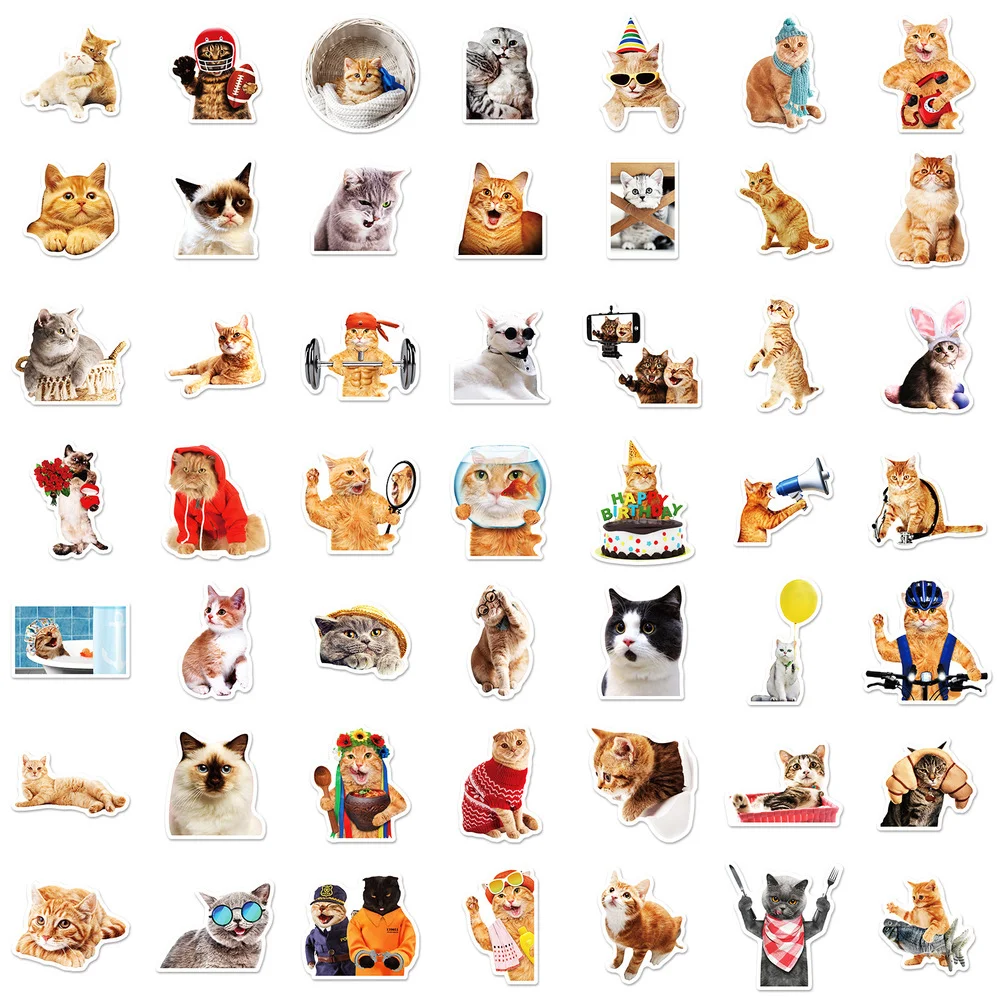 

50Pcs Cute Kawaii Animal Cat Stickers DIY Suitcase Fridge Phone Laptop Guitar Car Graffiti Cartoon Sticker Decals Kids Toy