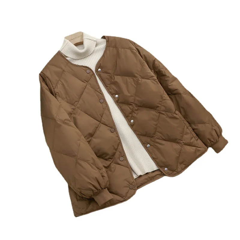 

2022 New Collarless Short Jacket Women's Autumn and Winter Light Clothes Women's Cotton Coat Women's Trendy Ins Women's Clothing