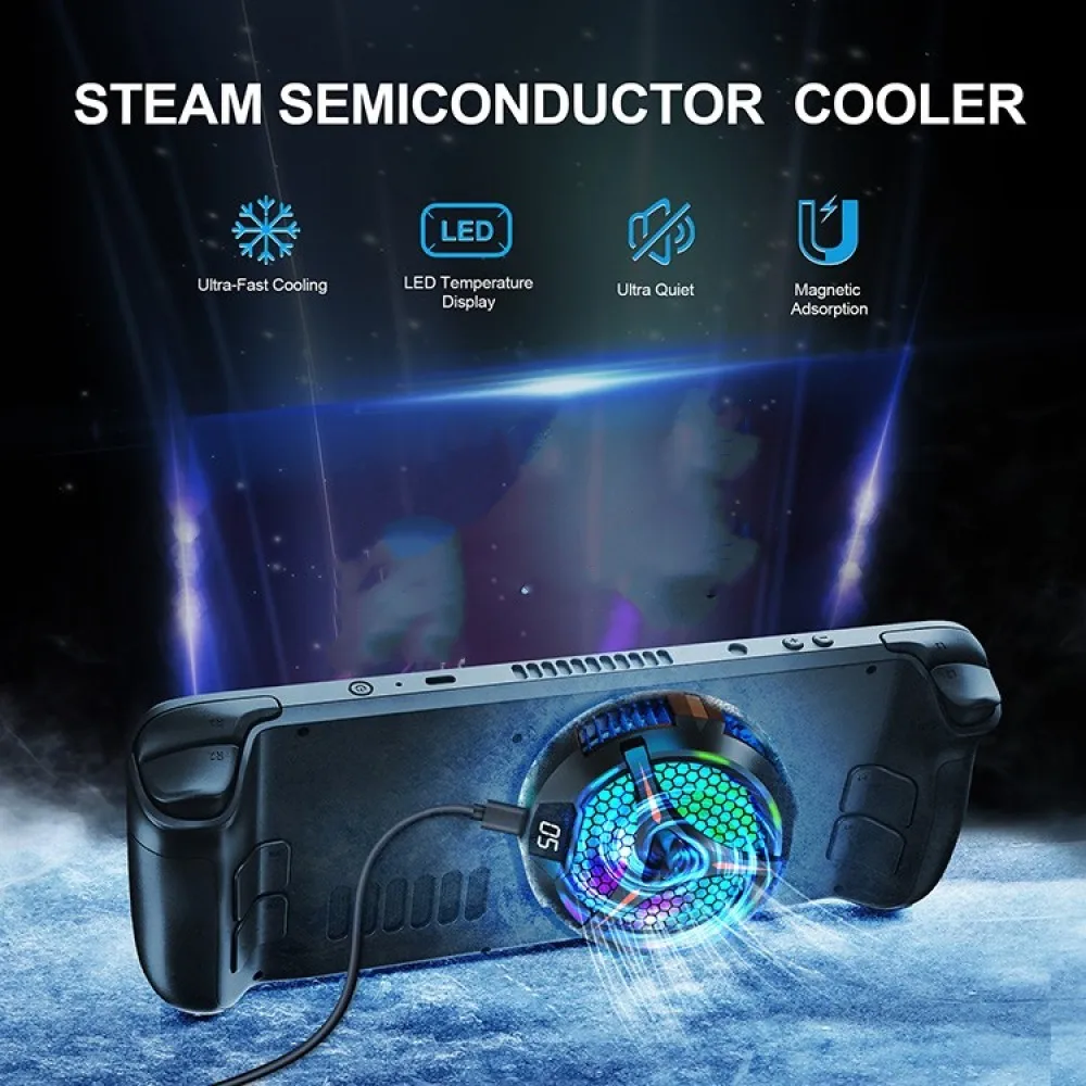 

Полупроводниковый охладитель для палубной игровой консоли, магнитный радиатор, цифровой охлаждающий вентилятор с RGB светильник