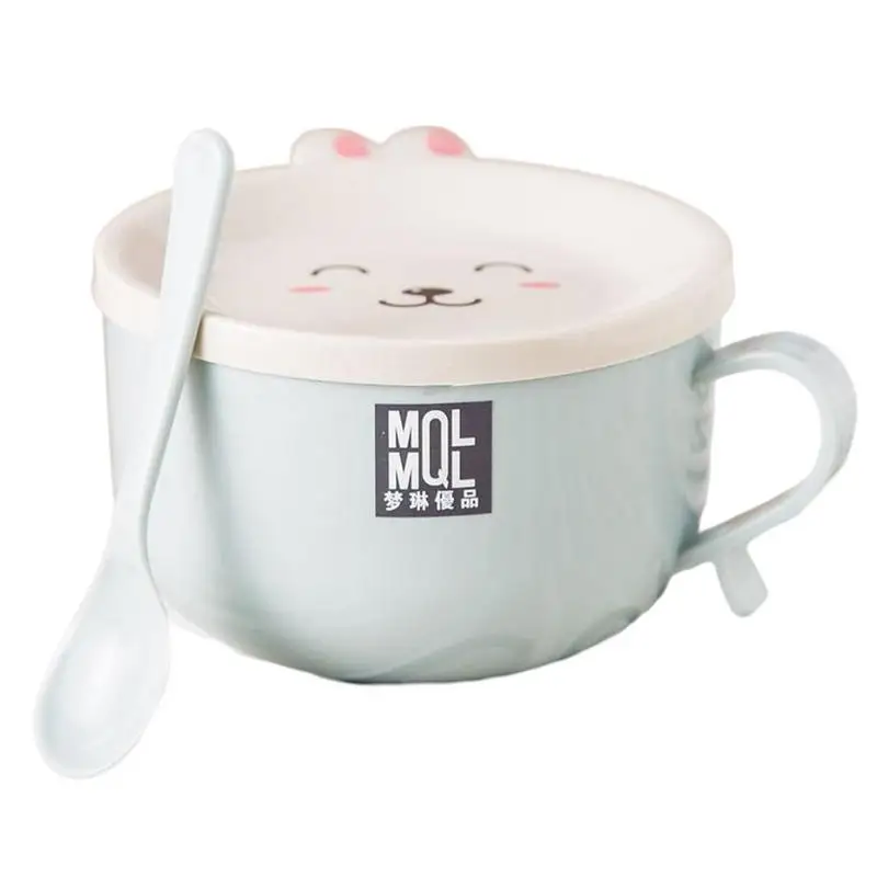 

Soup Mug With Lid Cute Rabbit Stainless Steel Bowl With Lid Cartoon Rabbit Bowl Double-layer Insulated Cutlery Large Capacity