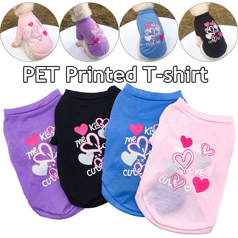 

Printing Puppy Dog T-shirt Spring/Summer York Dog Shirt Simple Pet Cat Vest Sleeveless Solid Cats Clothing Pets Dogs Accessories