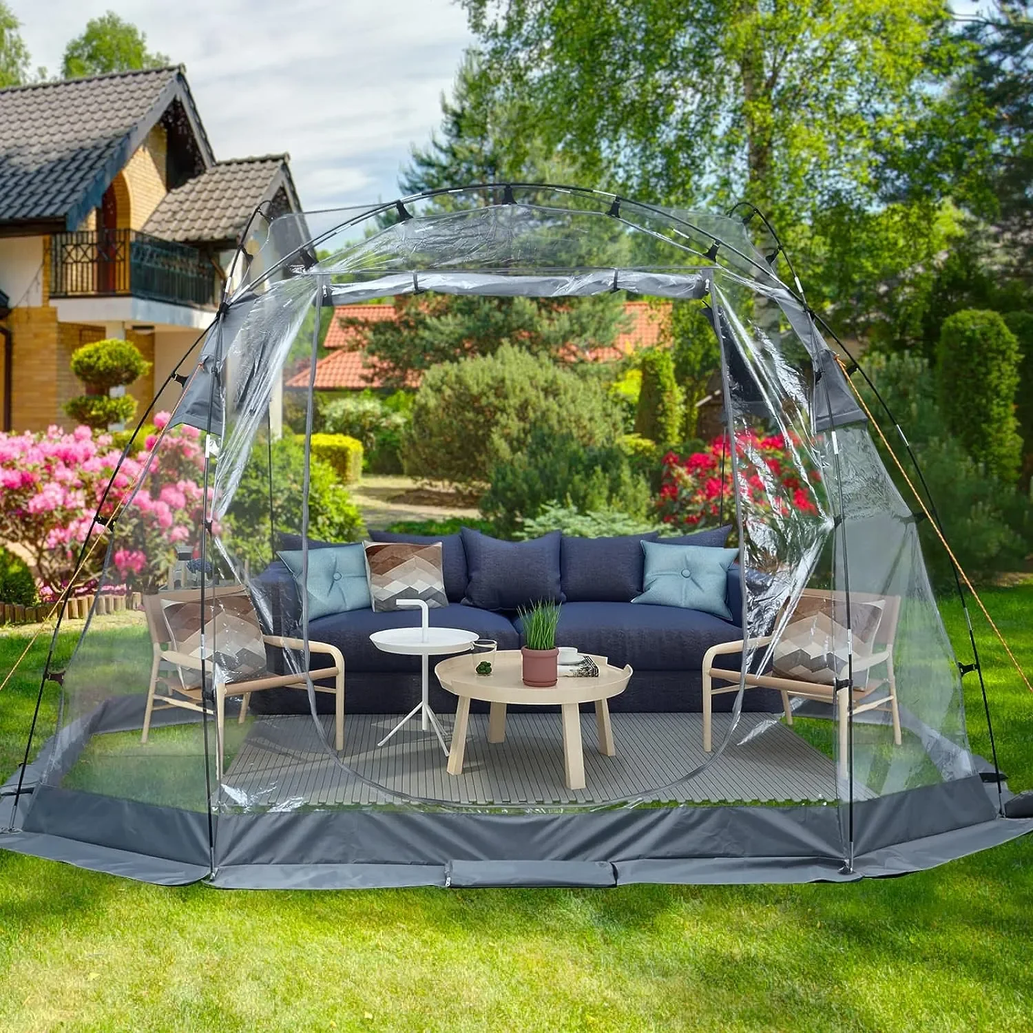 

Outdoor Bubble Tent, 10' x 10' Portable Bubble Shelter 4-6 Person Clear Tent for Backyard - Large Weather Resistant Cold Butane