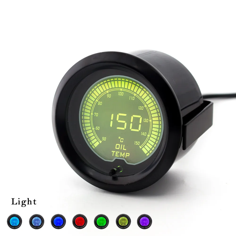 

7 Colors Brand New 2" 52mm EVO LCD Oil temperature gauge 50-150 Celsius Oil temp gauge Car meter