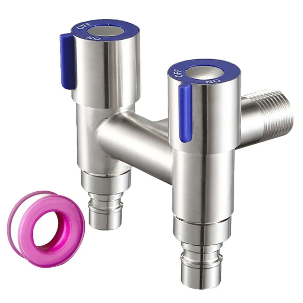 

Washing Machine Faucet G1/2 1 In Two Out Double Control Wall Mounted Washing Machine Faucet Single Cold Toilet Triangle Valve