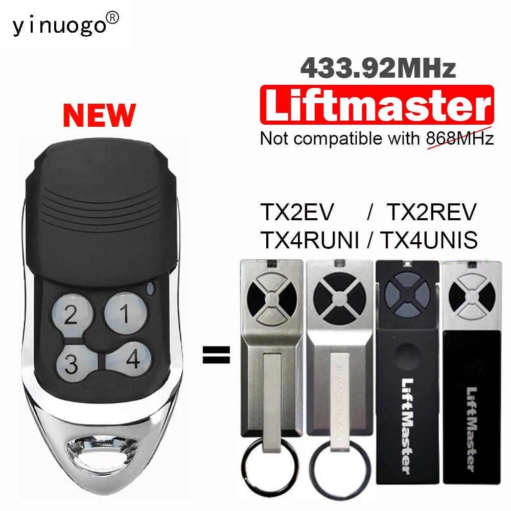 

Liftmaster TX2EV TX2REV TX4RUNI TX4UNIS Garage Door Opener 433.92MHz Rolling Code Garage Door Remote Control Transmitter