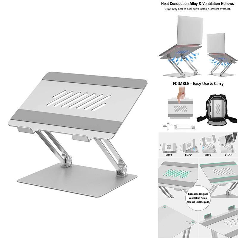 

Laptop Stand, Portable Foldable Adjustable Laptop Stand with Heat-Vent, Ergonomic Computer Stand Riser