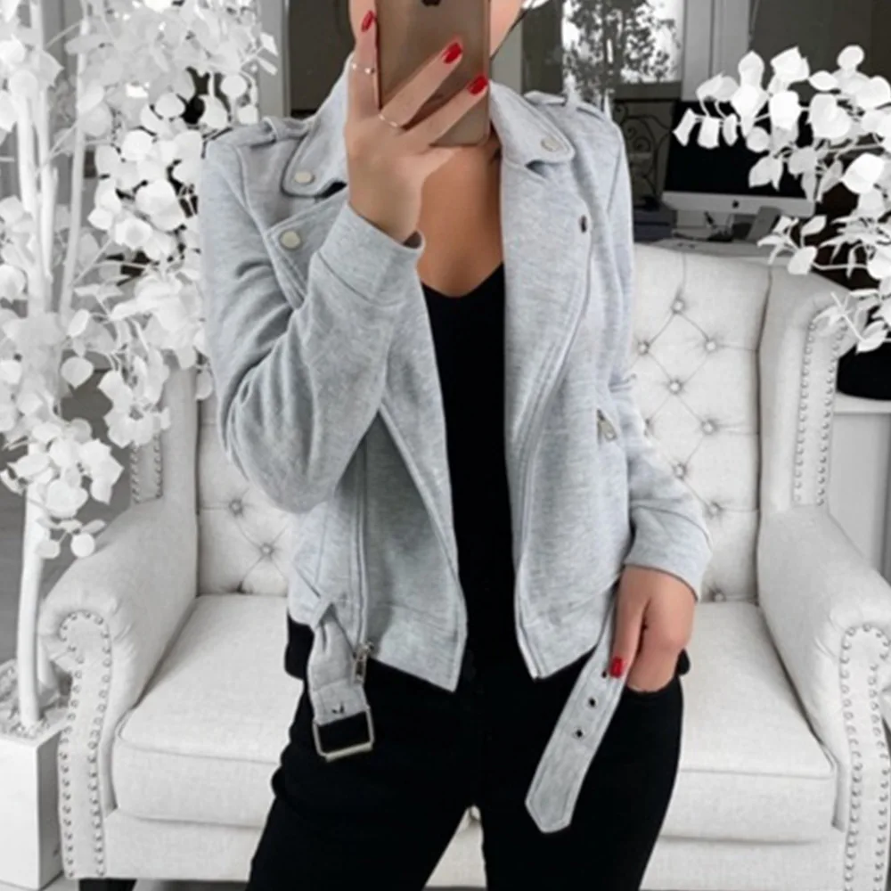 

Fashion Zipper Long Sleeve Bomber Jacket Women 2019 Autumn Turndown Red Black Coats and Jackets Women Veste