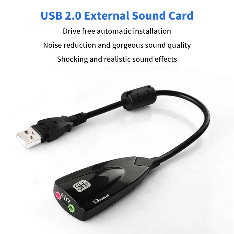 Внешняя звуковая карта USB 7.1 Адаптер 5HV2 к разъему 3 5 мм 3D CH Sound Антимагнитная