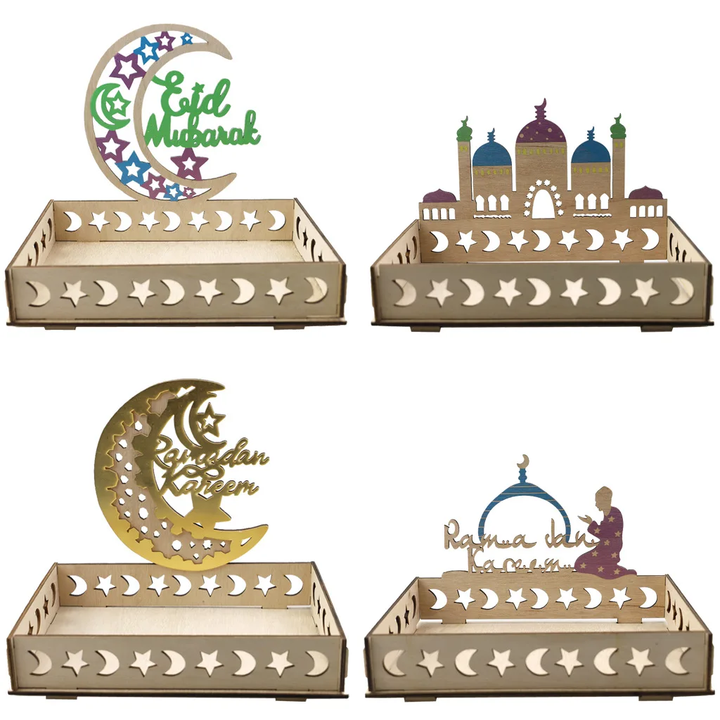 

Деревянный поднос для десертов Eid Mubarak, поднос для десертов, столовая посуда для завтрака