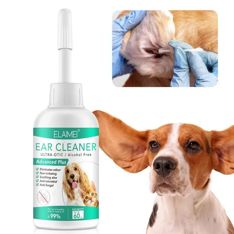 

60ml Cat Ear Cleaner Pet Ear Wash Gentle Pet Ear Rinse Cat Ear Wash Clean and Remove Dirt for Dogs Cats Soften Clear Earwax