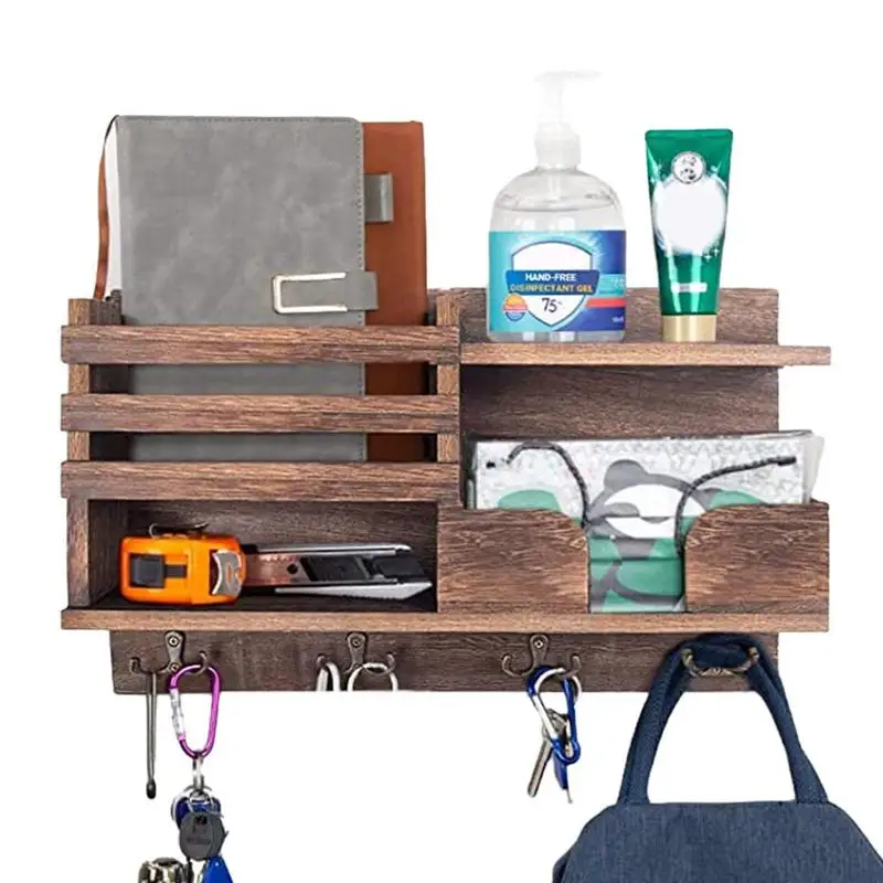

Box Wall Shelves Storage Rack Wooden Storage Rack Hook Design Wooden Material For Living Room Laundry Room Kitchen
