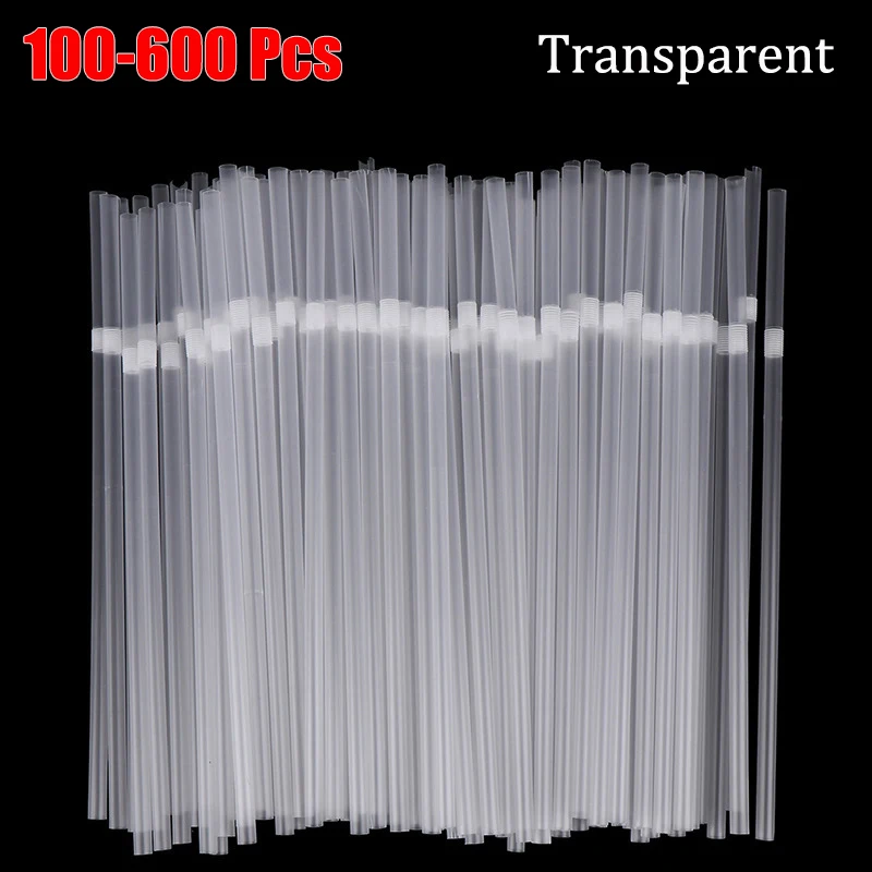 

100-600 Pcs Transparent Drinking Straws Plastic Rietjes For Kitchenware Bar Party Beverage Cocktail Drink Disposable Straw