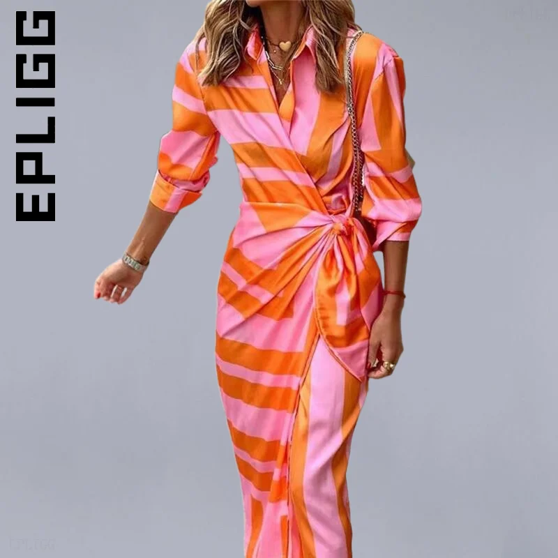 

Epligg Fashion Print Dress Korean Dresses Basic Vocation Style Streetwear Chic Elegant Outfits Club Cheap Vestidos Female