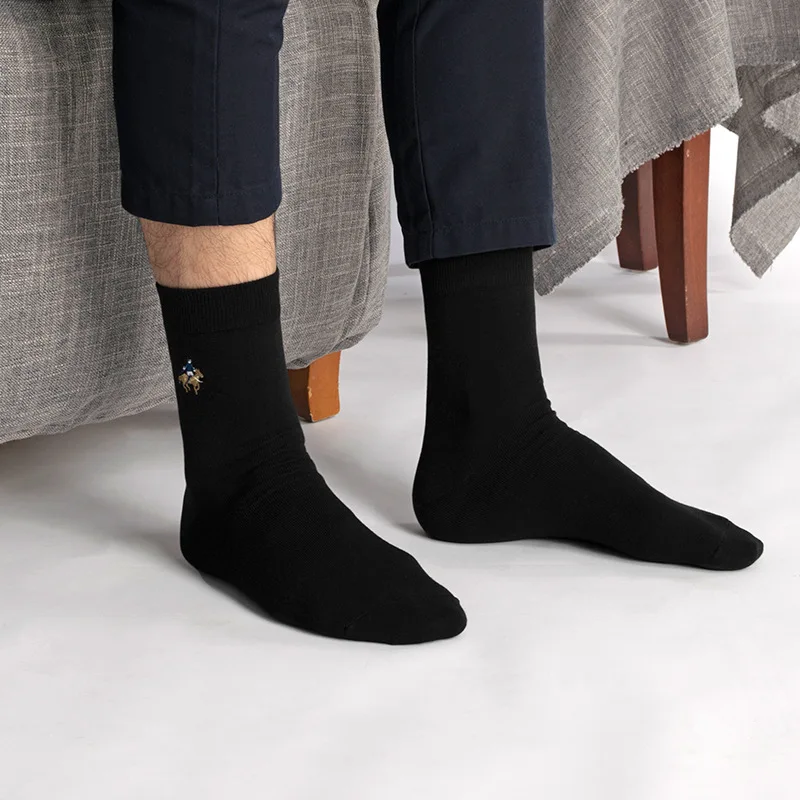 New 5 pairs of men's pure cotton medium socks men's dress brand pure color socks men's ship socks breathable deodorant socks